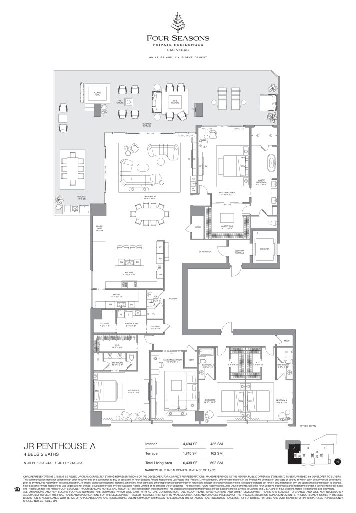 Four Seasons Las Vegas Private Residences - Junior Penthouse A Floorplan 4 Bed