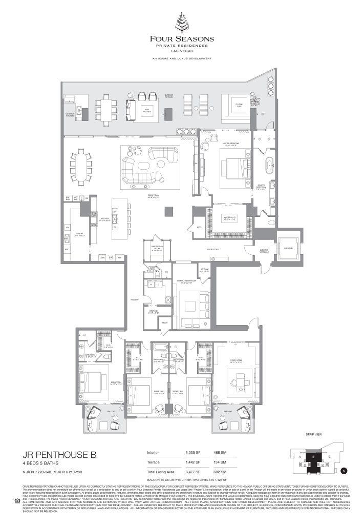 Four Seasons Las Vegas Private Residences - Junior Penthouse B Floorplan 4 Bed