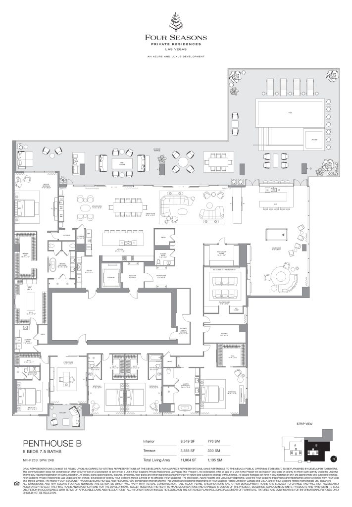 Four Seasons Las Vegas Private Residences - Penthouse B Floorplan 5 Bed