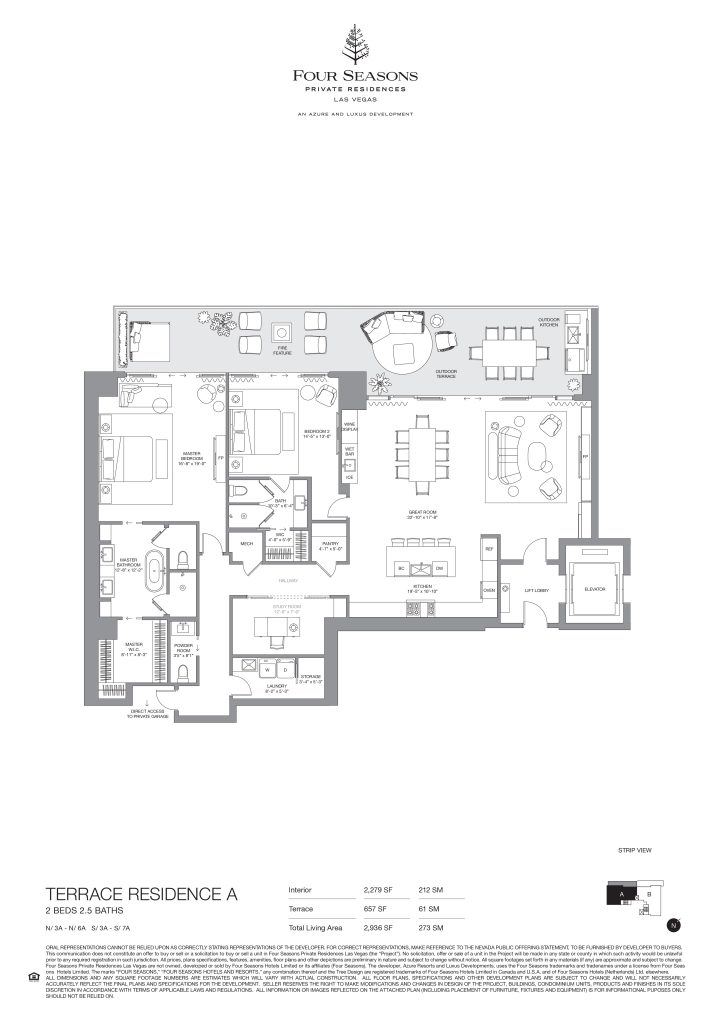 Four Seasons Las Vegas Private Residences - Terrace Residence A Floorplan 2 Bed