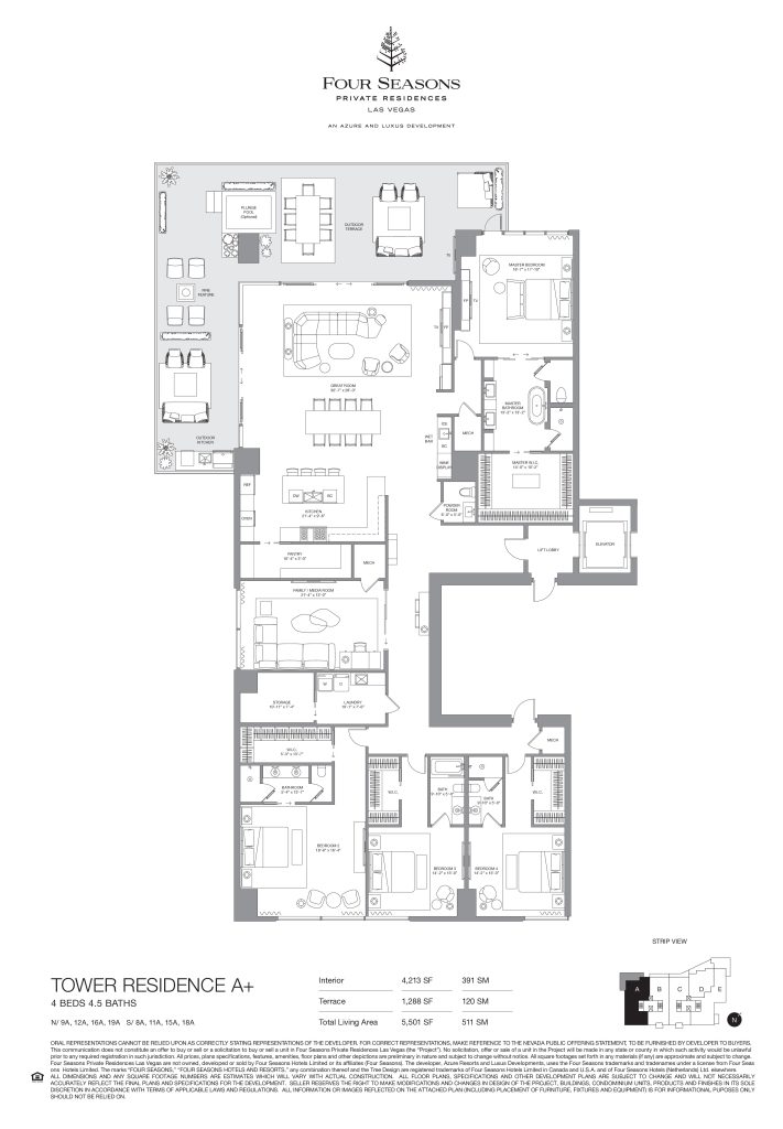 Four Seasons Las Vegas Private Residences - Tower Residence A Floorplan 4 Bed