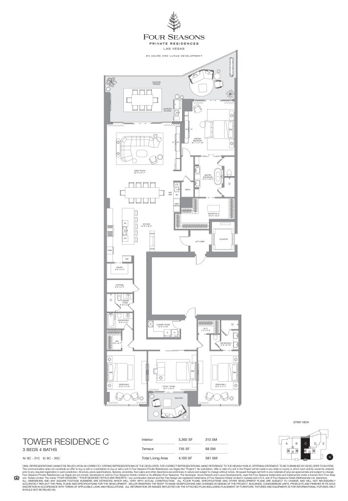 Four Seasons Las Vegas Private Residences - Tower Residence C Floorplan 3 Bed