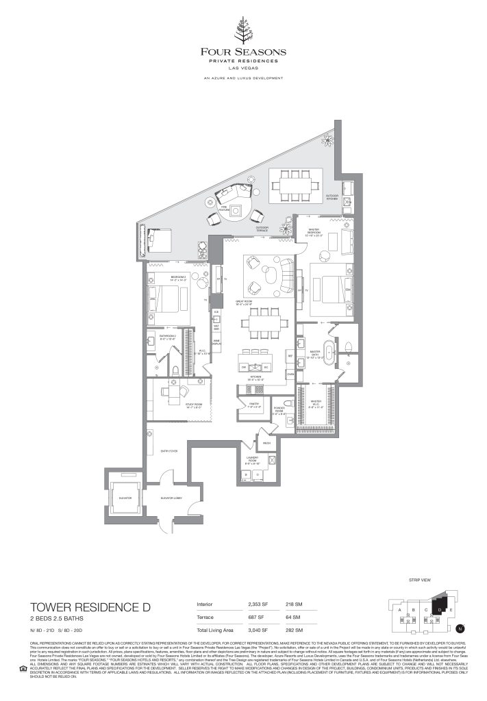 Four Seasons Las Vegas Private Residences - Tower Residence D Floorplan 2 Bed